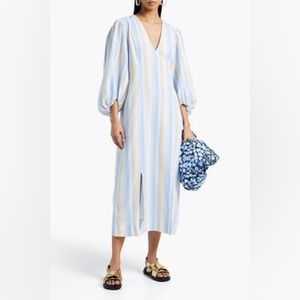 Ganni seersucker striped midi dress. Size 40 (US 10) GREAT condition.